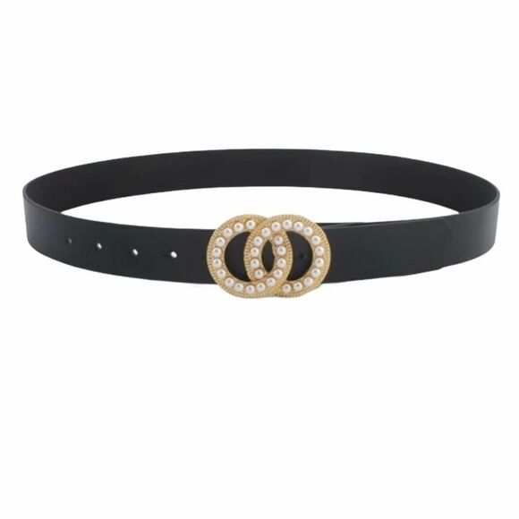 NEW! Pearl Double O-Ring Vegan Leather Belt - Picture 2 of 9